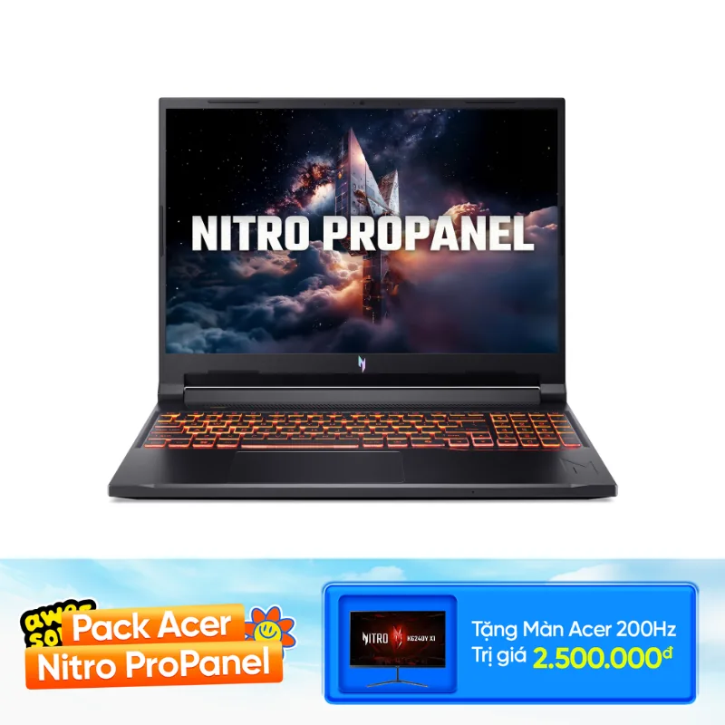Acer Nitro ProPanel ANV16-72-71T9 gaming laptop (Core 7-240H/ RTX 5060/ 16GB/ 512GB/ 16.0" FHD/ Win 11)
